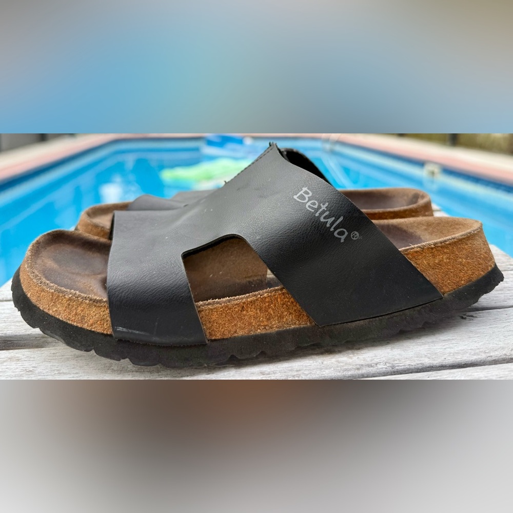 Birkenstock BETULA Black Leather Sandals Slip-On Shoes Women’s 7
